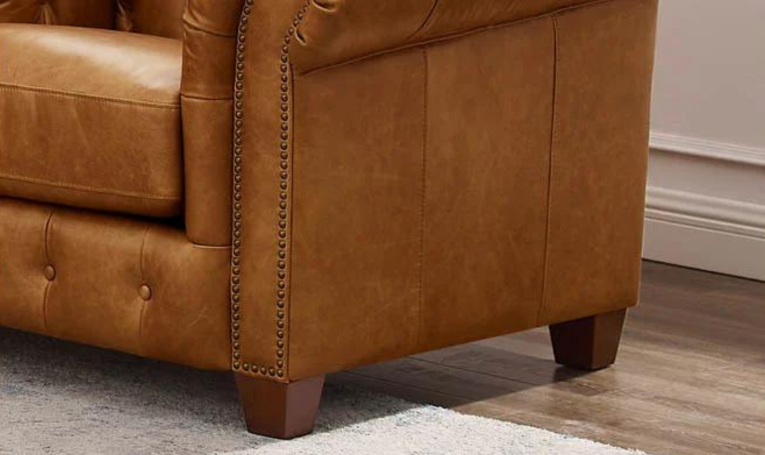 Kingston Waxy Pull-up Leather Chair With Button Tufted Seats