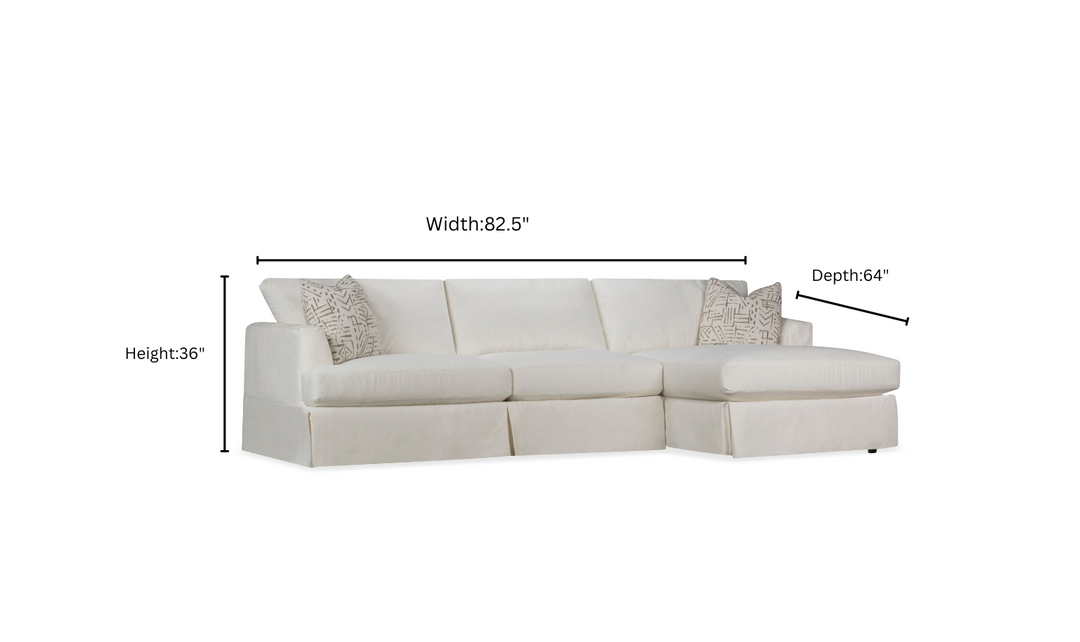 Klaussner Bentley Slipcover Fabric White Sectional Sofa with Track Arms