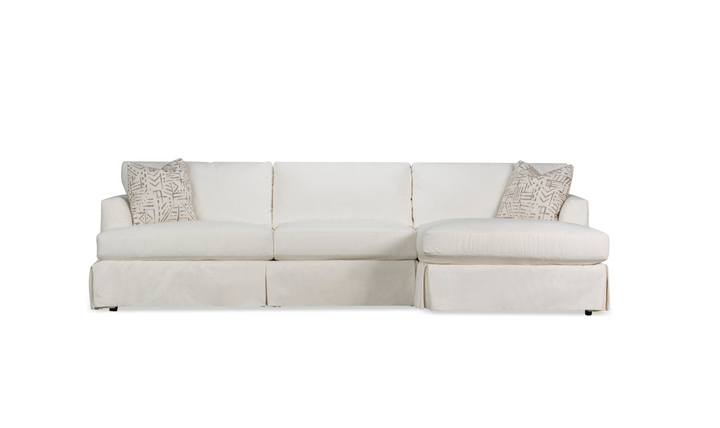 Klaussner Bentley Slipcover Fabric White Sectional Sofa with Track Arms