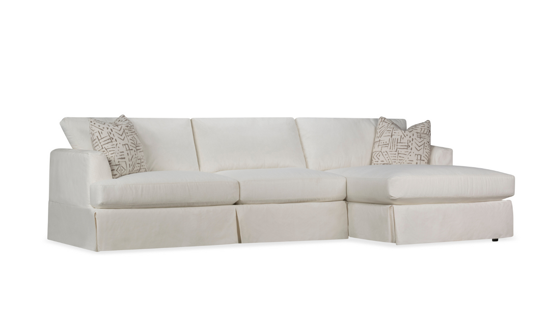 Klaussner Bentley Slipcover Fabric White Sectional Sofa with Track Arms