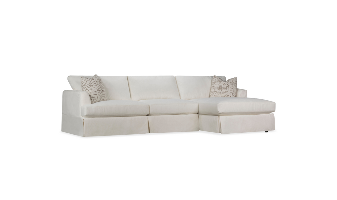 Klaussner Bentley Slipcover Fabric White Sectional Sofa with Track Arms