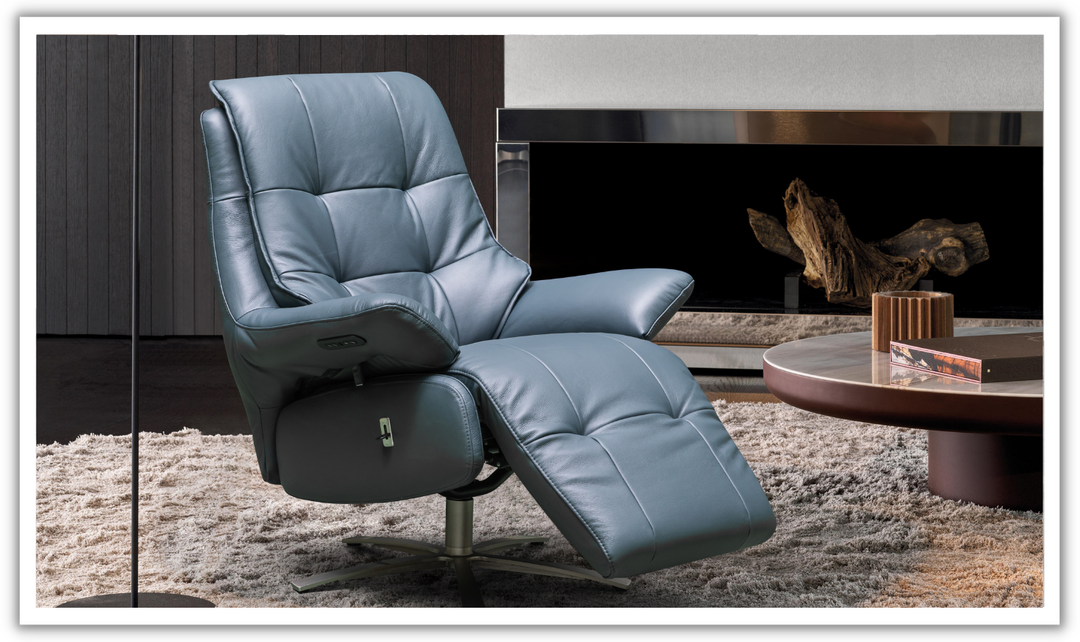 Klaussner Eterna Burnie Swivel Power Recliner Lift Chair in Blue