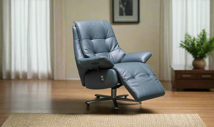 Klaussner Eterna Burnie Swivel Power Recliner Lift Chair in Blue