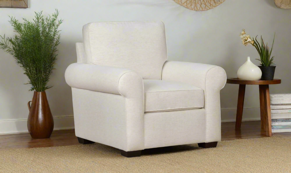 Klaussner Kate Accent White Chair with Track Arms (Fabric/Leather)-Jennifer Furniture