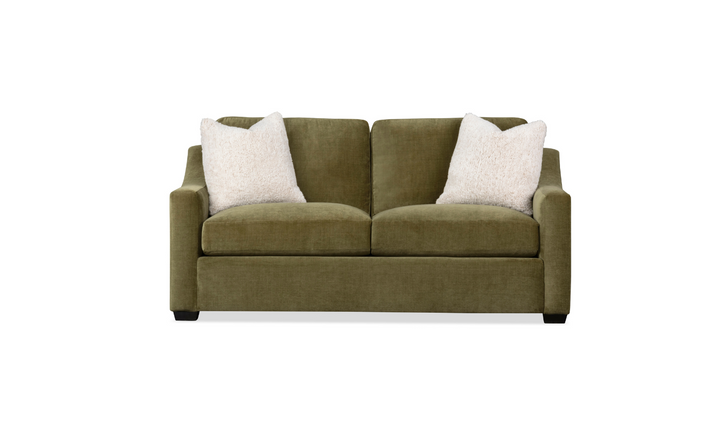 Klaussner Karson Fabric Sofa with Slope Arms in Olive Green