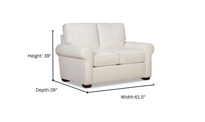 Klaussner Kate Modern Fabric White Loveseat with Track Arms