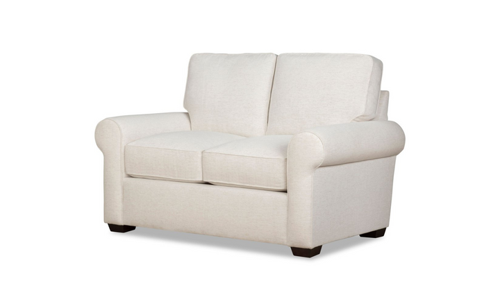 Klaussner Kate Modern Fabric White Loveseat with Track Arms