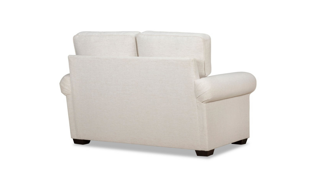 Klaussner Kate Modern Fabric White Loveseat with Track Arms