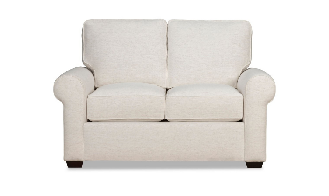 Klaussner Kate Modern Fabric White Loveseat with Track Arms