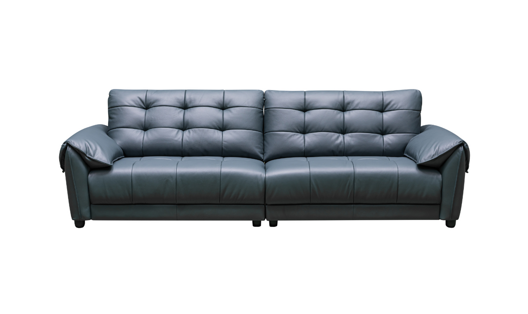 Klaussner Roma 2 Piece Divano Leather Loveseat Sofa in Blue