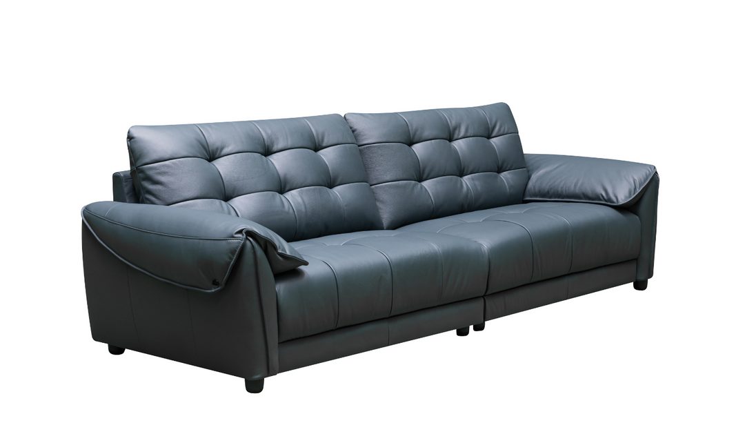 Klaussner Roma 2 Piece Divano Leather Loveseat Sofa in Blue