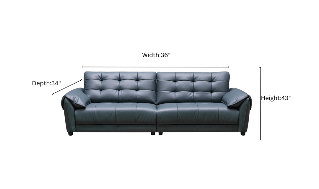 Klaussner Roma 2 Piece Divano Leather Loveseat Sofa in Blue