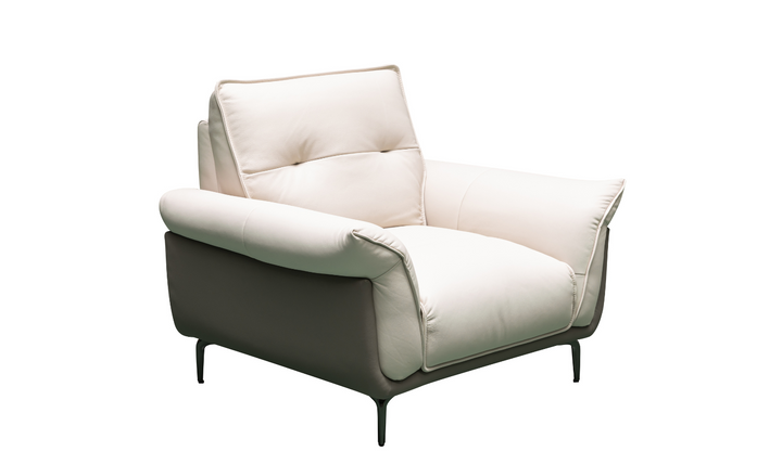 Klaussner Vento Leather Accent Chair in Ivory