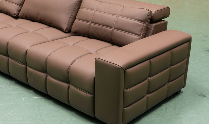 Klaussner Serenity 3 Seater Leather Power Reclining Sofa With Two Power Recliners in Brown