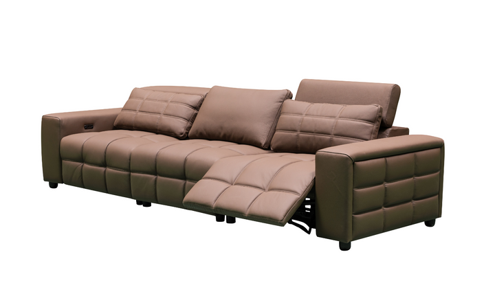 Klaussner Serenity 3 Seater Leather Power Reclining Sofa With Two Power Recliners in Brown