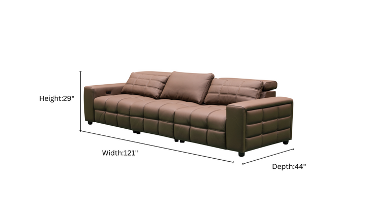 Klaussner Serenity 3 Seater Leather Power Reclining Sofa With Two Power Recliners in Brown