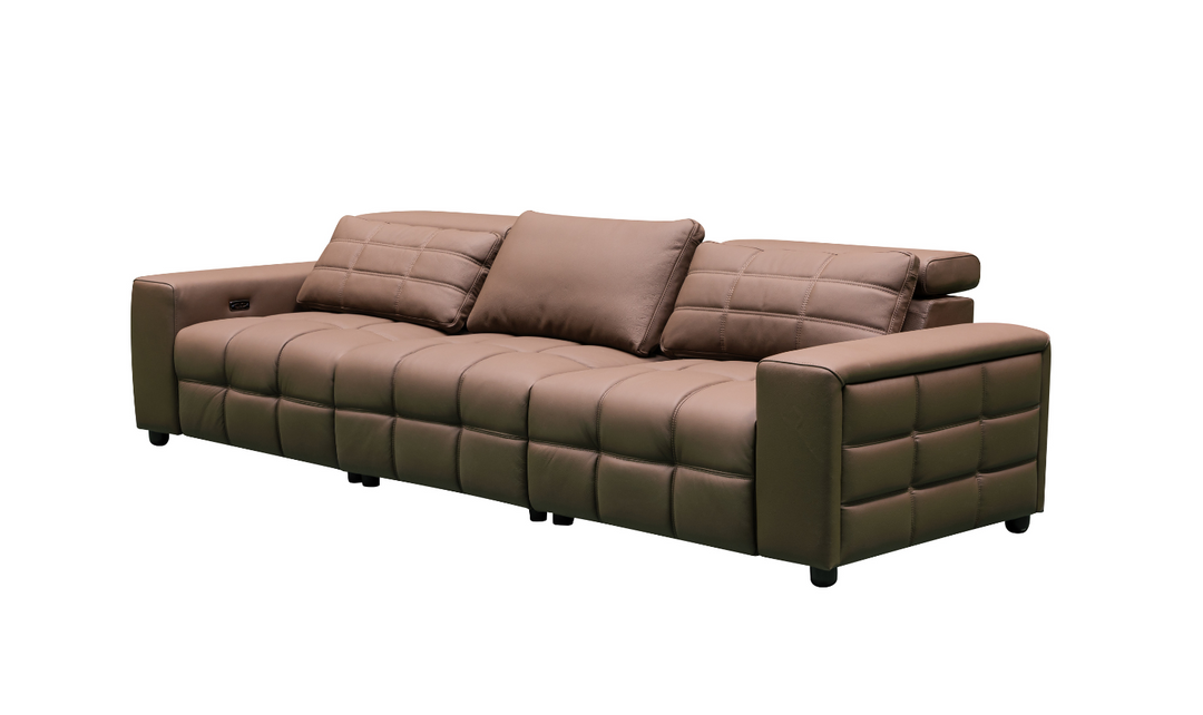 Klaussner Serenity 3 Seater Leather Power Reclining Sofa With Two Power Recliners in Brown