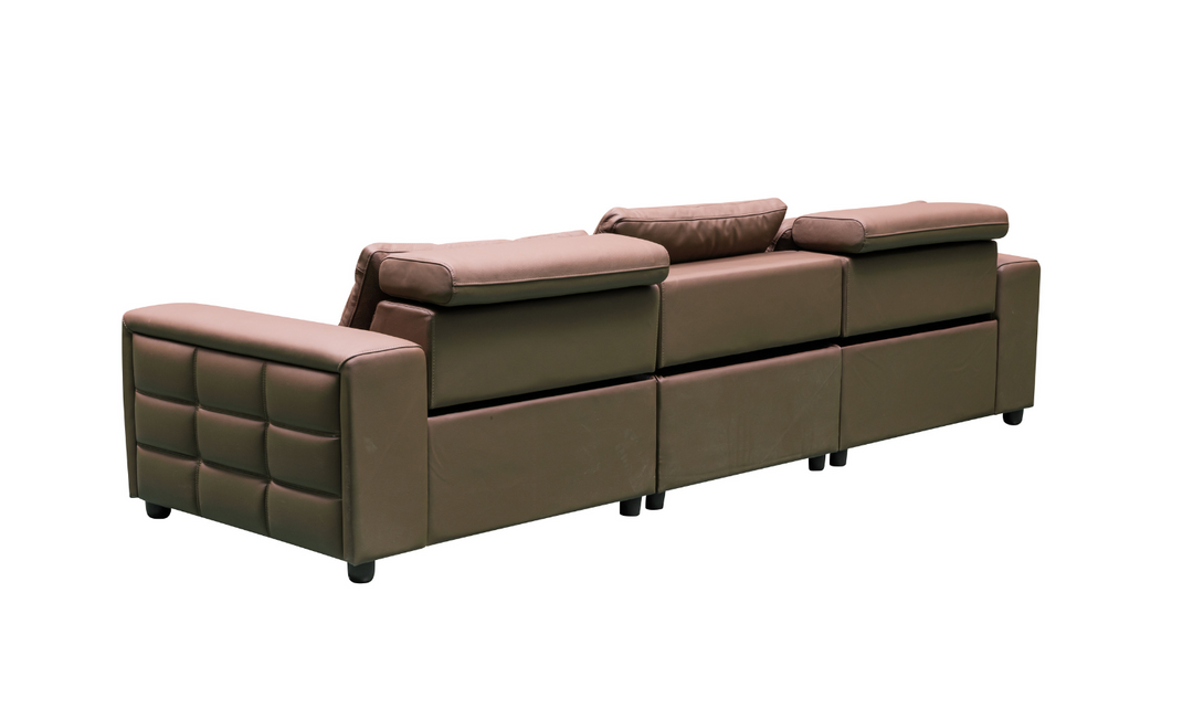 Klaussner Serenity 3 Seater Leather Power Reclining Sofa With Two Power Recliners in Brown