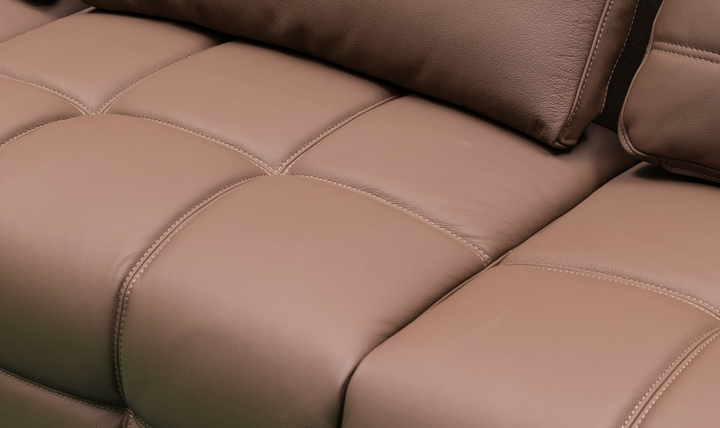 Klaussner Serenity 3 Seater Leather Power Reclining Sofa With Two Power Recliners in Brown