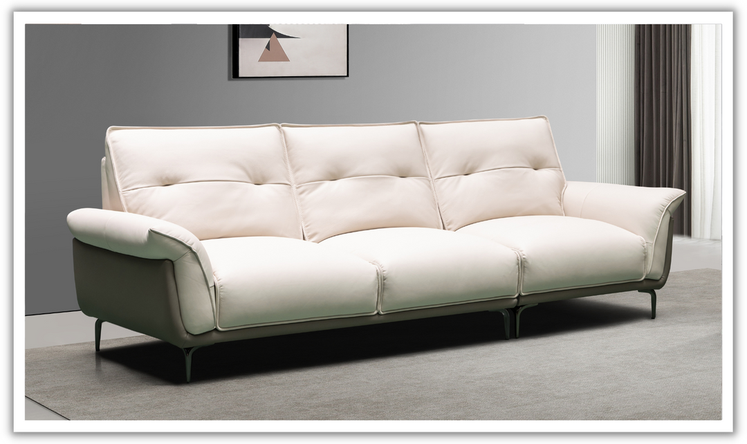 Klaussner Vento 3-seater Leather Sofa with Cushion Seat and Tufted Back