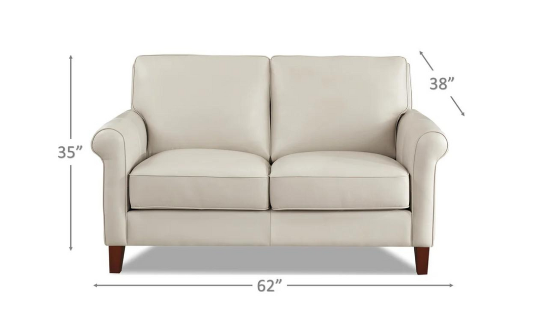 Laguna 2-Seater Leather Loveseat With Rolled Arms