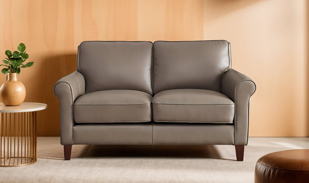 Laguna 2-Seater Leather Loveseat With Rolled Arms