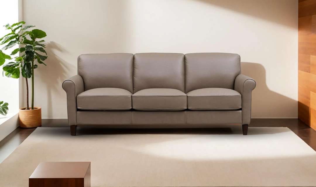 Laguna 3-Seater Leather Sofa With Rolled Arms