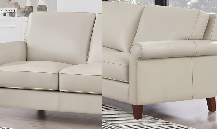 Laguna 3-Seater Leather Sofa With Rolled Arms