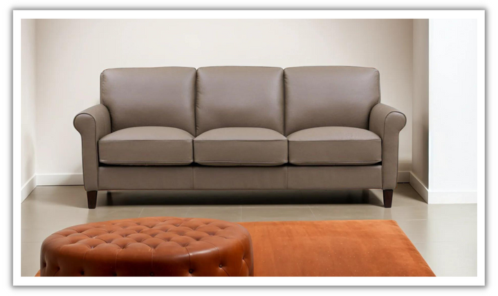 Laguna 3-Seater Leather Sofa With Rolled Arms