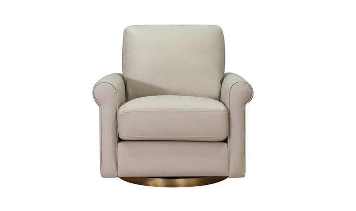 Laguna Swivel Leather Chair with Rolled Arms