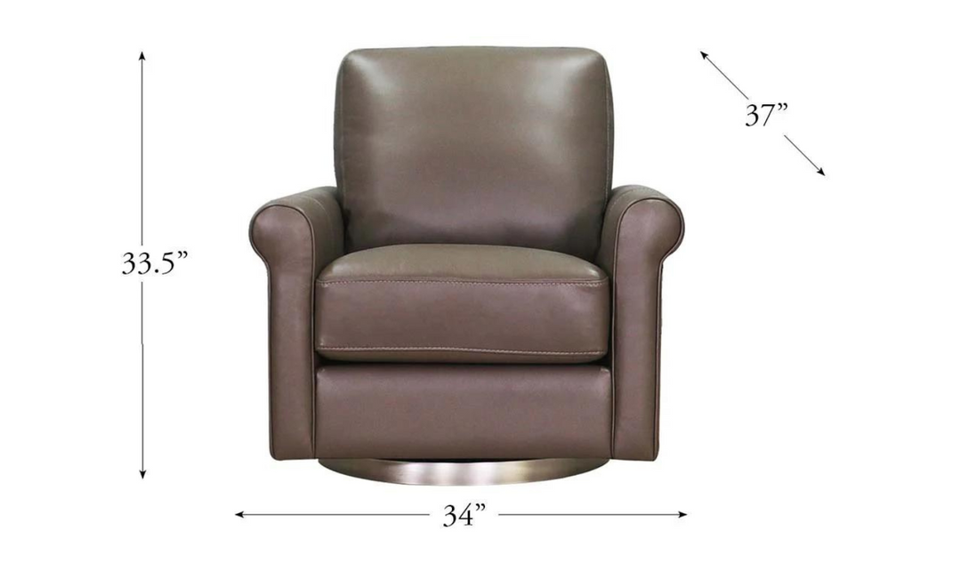 Laguna Swivel Leather Chair with Rolled Arms