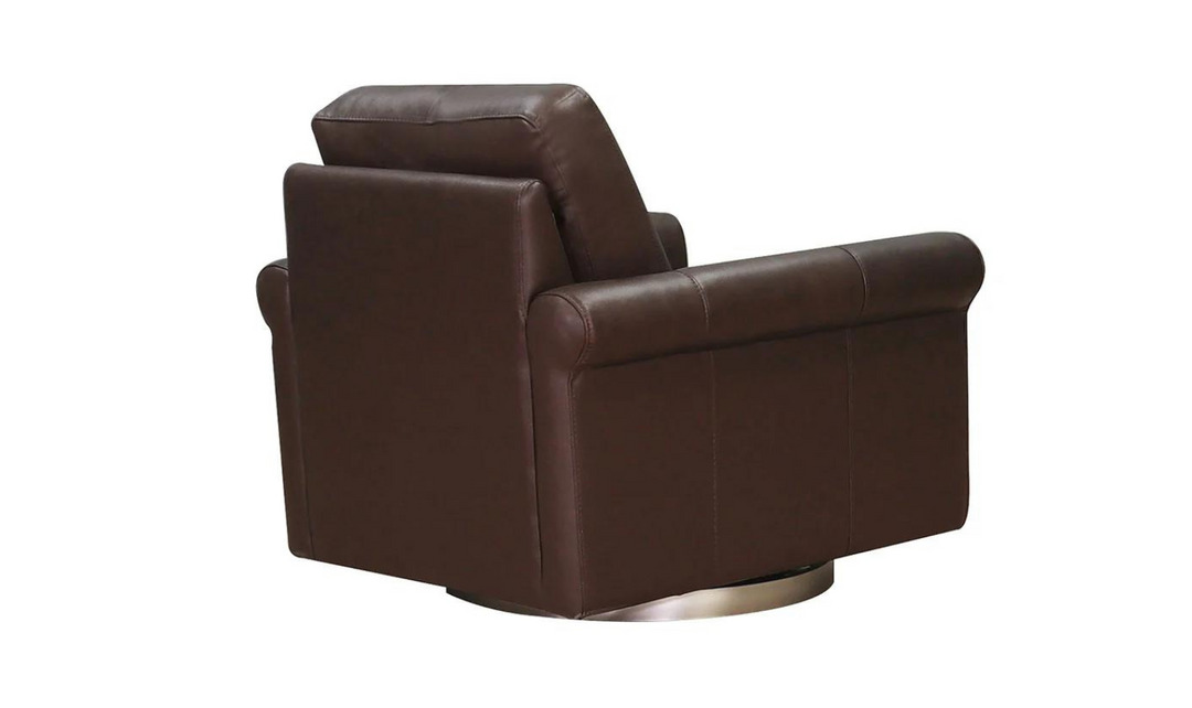 Laguna Swivel Leather Chair with Rolled Arms