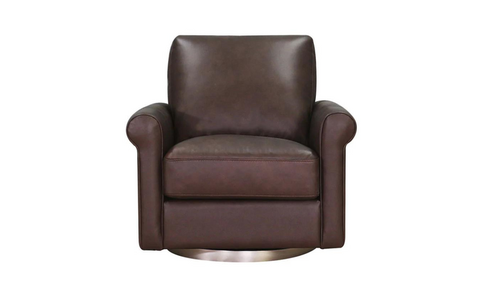 Laguna Swivel Leather Chair with Rolled Arms