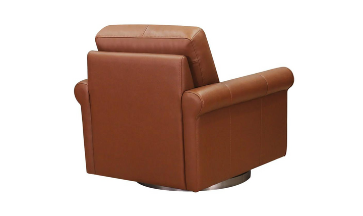 Laguna Swivel Leather Chair with Rolled Arms