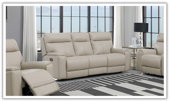 Leather Italia Bryant 3-Seater Taupe Power Reclining Leather Sofa