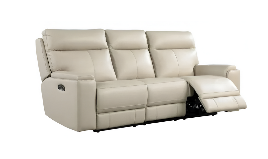 Leather Italia Bryant 3-Seater Taupe Power Reclining Leather Sofa