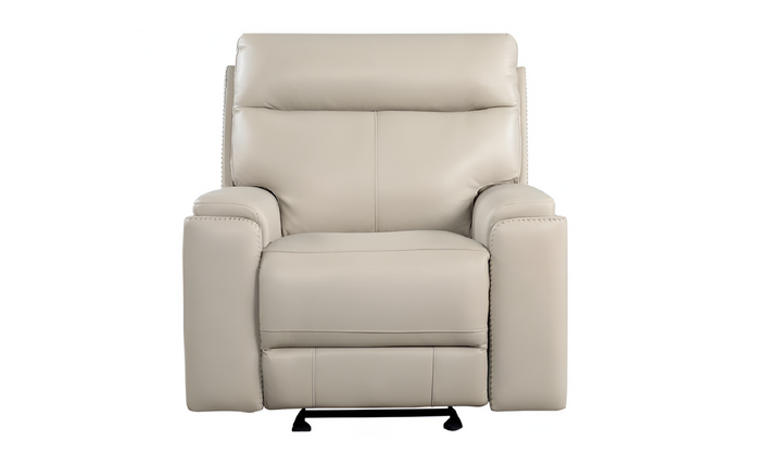 Leather Italia Bryant Power Recliner Chair with Adjustable Headrest In Taupe