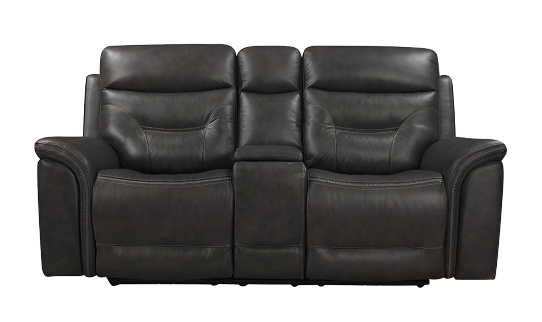 Leather Italia Bullard Gray Leather Loveseat-jennifer furniture