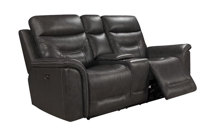 Leather Italia Bullard Gray Leather Loveseat-jennifer furniture