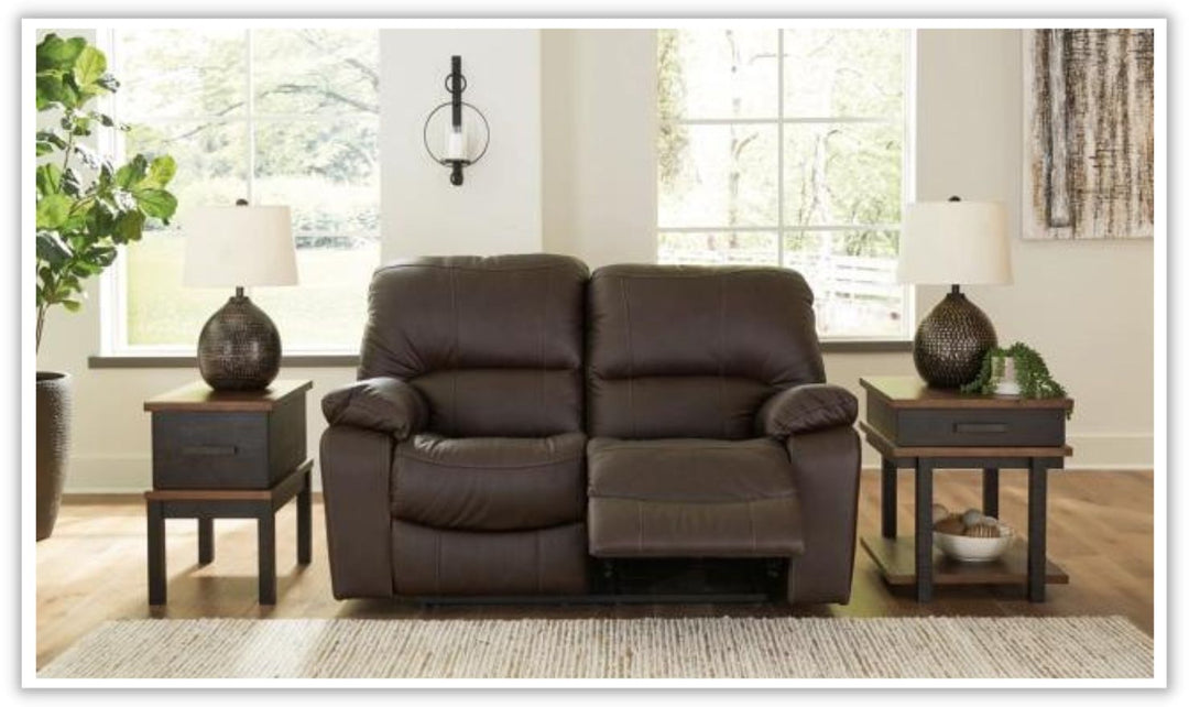 Leesworth Dark Brown Leather Power Reclining Loveseat