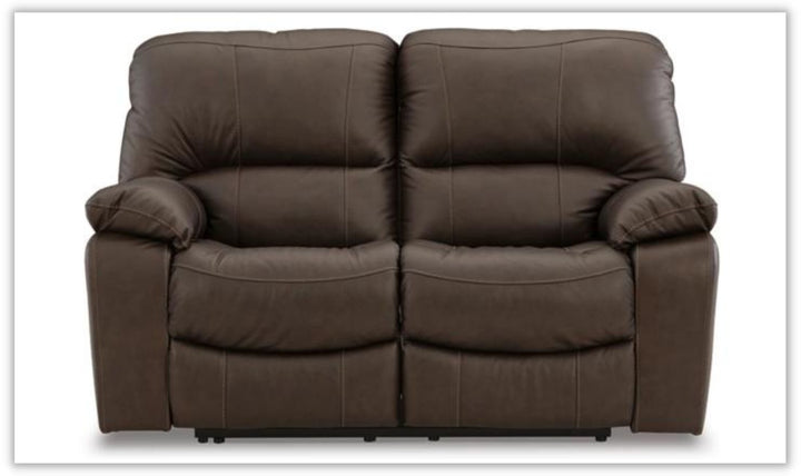 Leesworth Dark Brown Leather Power Reclining Loveseat