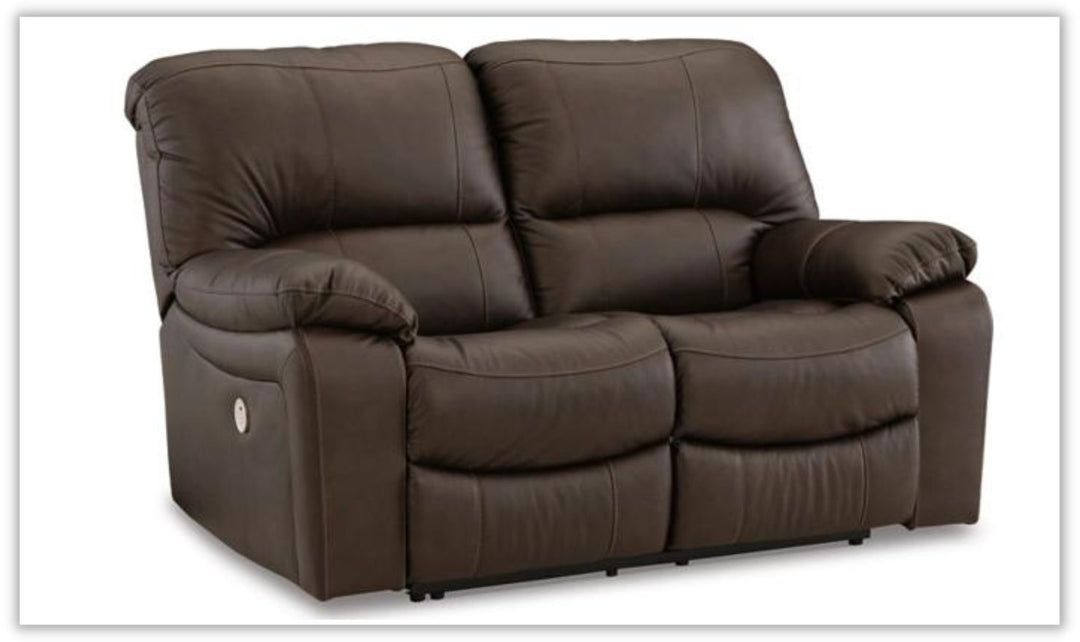 Leesworth Dark Brown Leather Power Reclining Loveseat