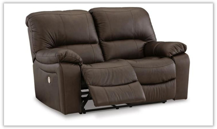 Leesworth Dark Brown Leather Power Reclining Loveseat