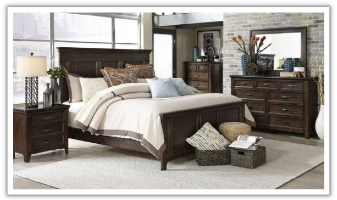 Liberty Furniture Saddlebrook King Panel Bed in Tobacco Finish-jennifer furniture