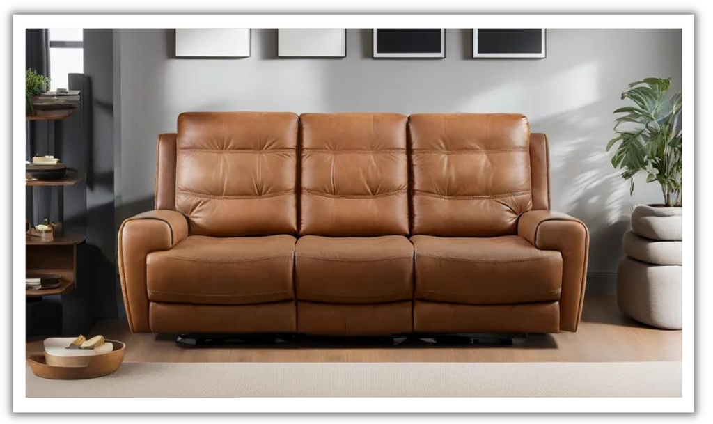 London 3-Seater Brown Leather Recliner Sofa