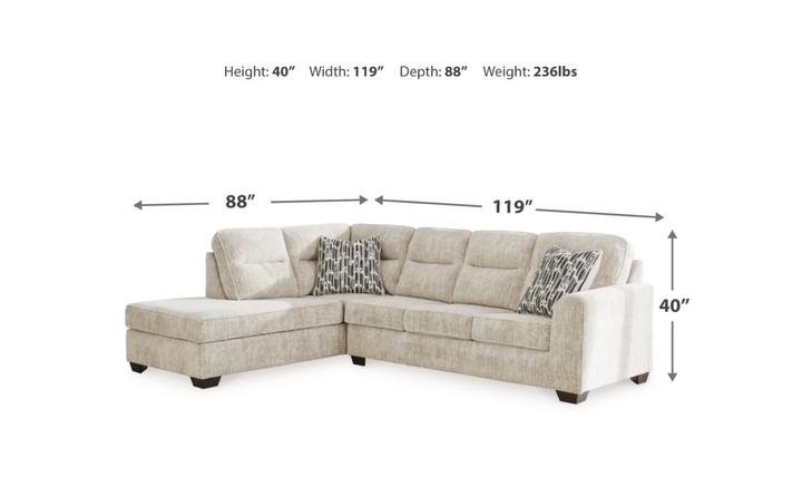 Lonoke 2-Piece L-Shaped Sectional with Chaise- Jennifer furniture