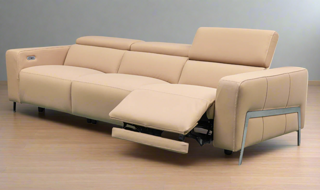 Gio Italia Luca 3-Seater Leather Power Reclining Sofa in Camel