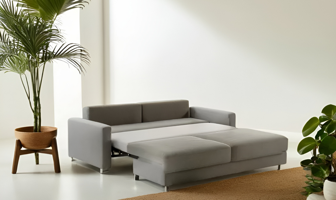 Luonto Hampton Stone Fabric Sleeper Sofa with Foam Mattress