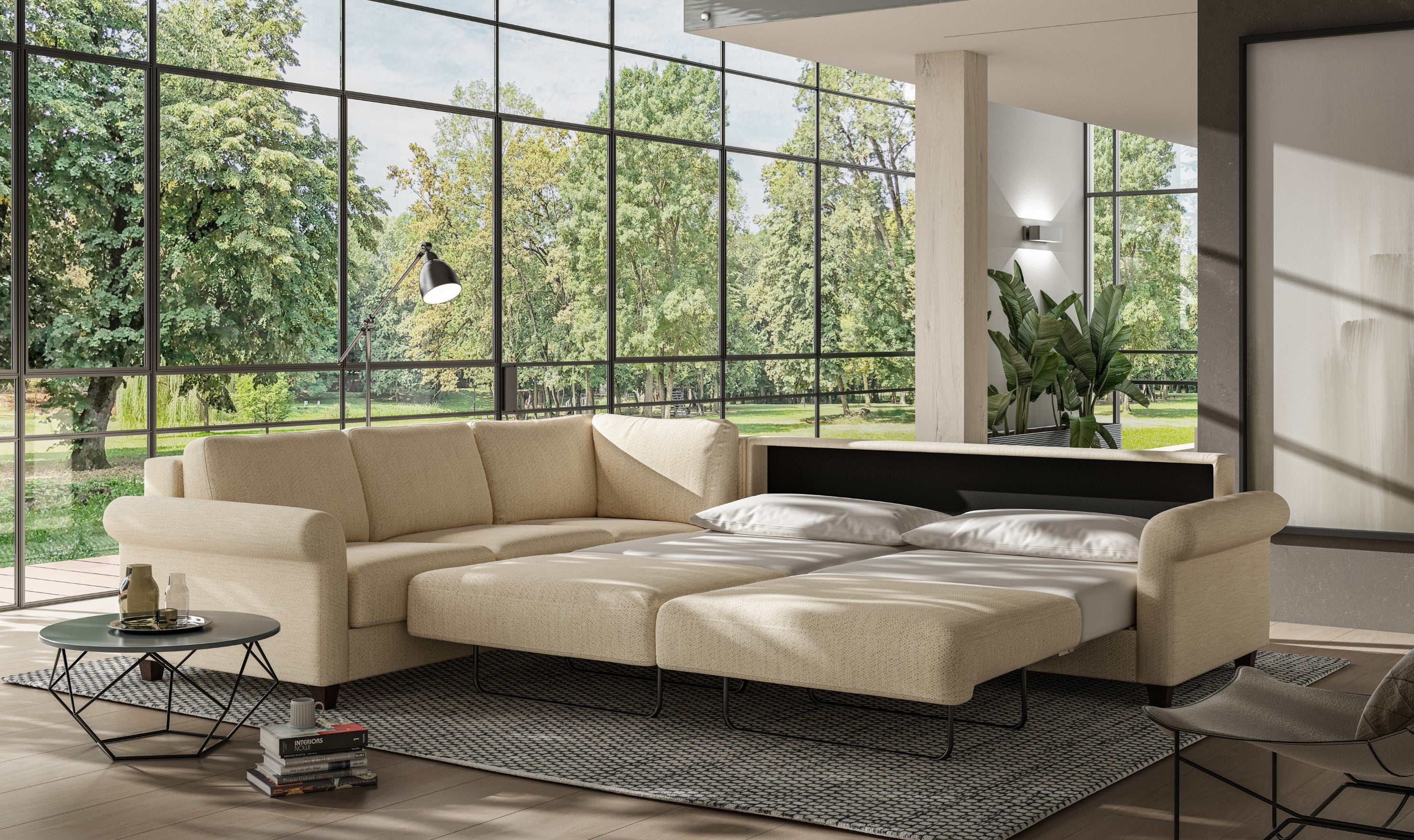 Luonto Flex L-Shaped Transitional Fabric Sectional Sleeper Sofa