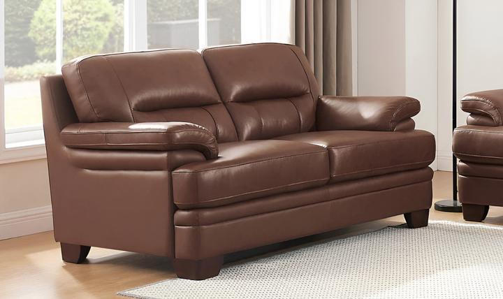 Luxor 2-Seater Leather Loveseat With Cushion Arms